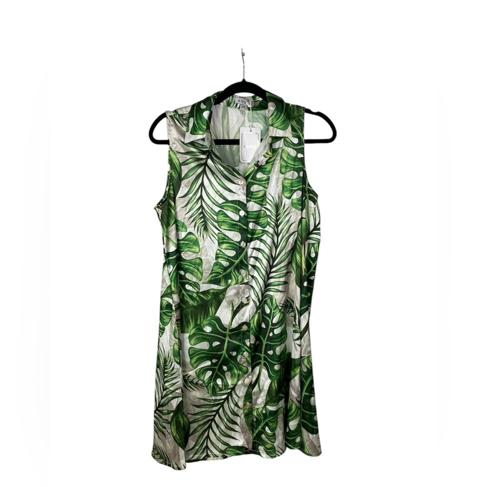 Adore Monstera Button Down Dress size LG
